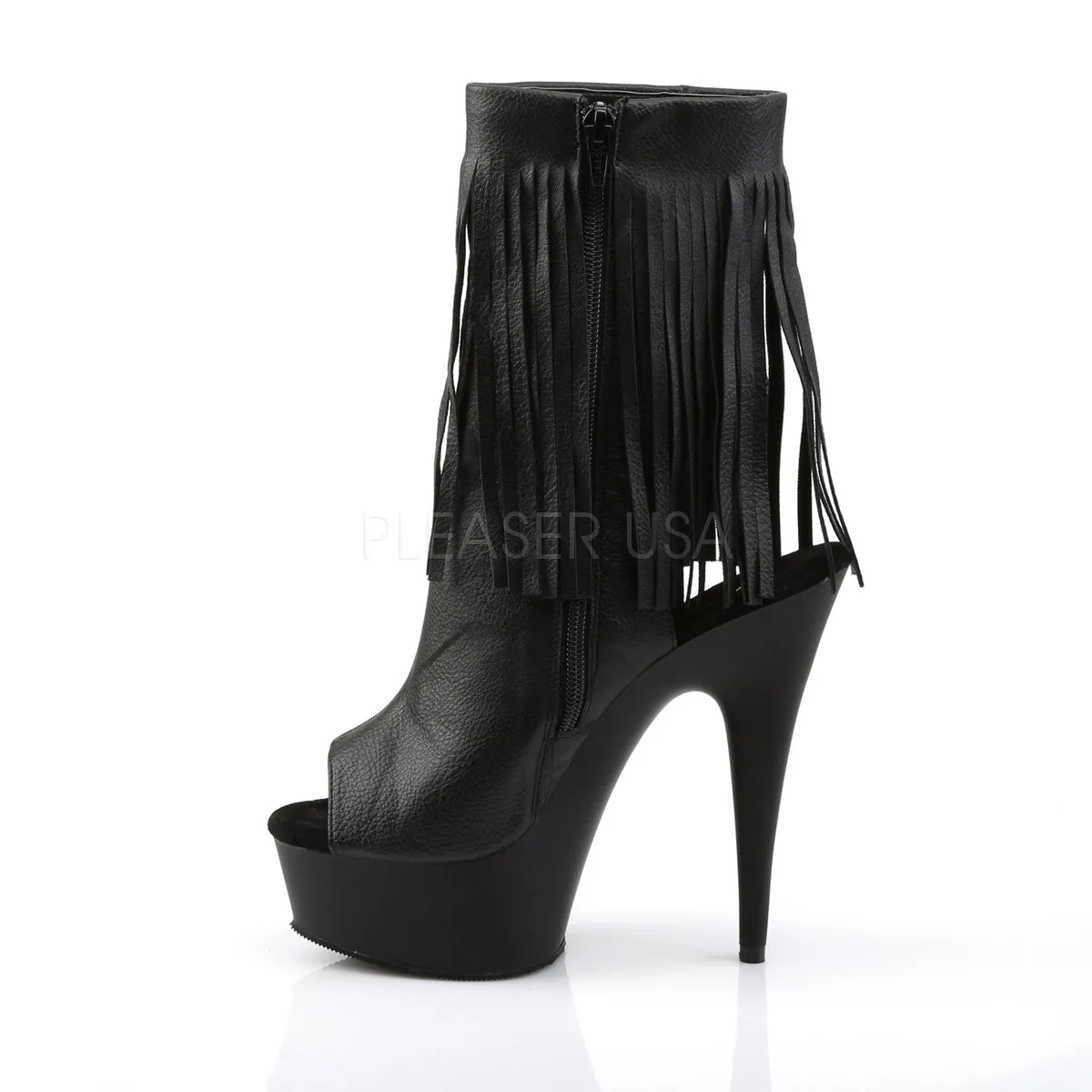 DELIGHT-1019  Black Faux Leather/Black Matte