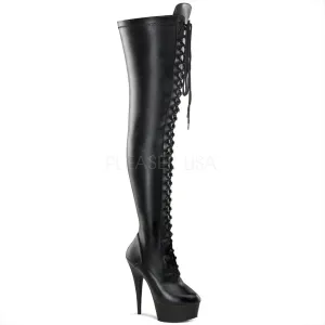 DELIGHT-3023  Black Str Faux Leather/Black Matte