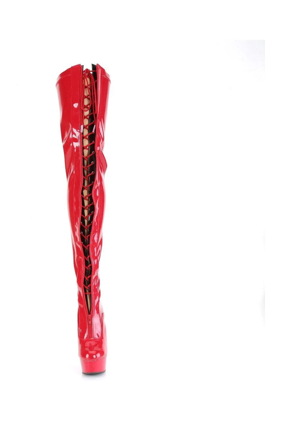 DELIGHT-3027 Thigh Boot | Red Patent