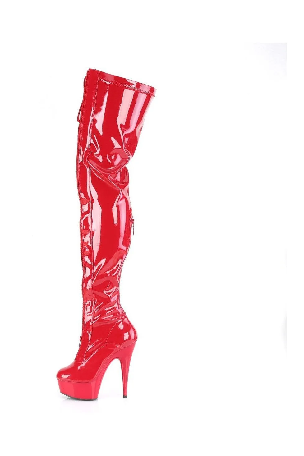 DELIGHT-3027 Thigh Boot | Red Patent