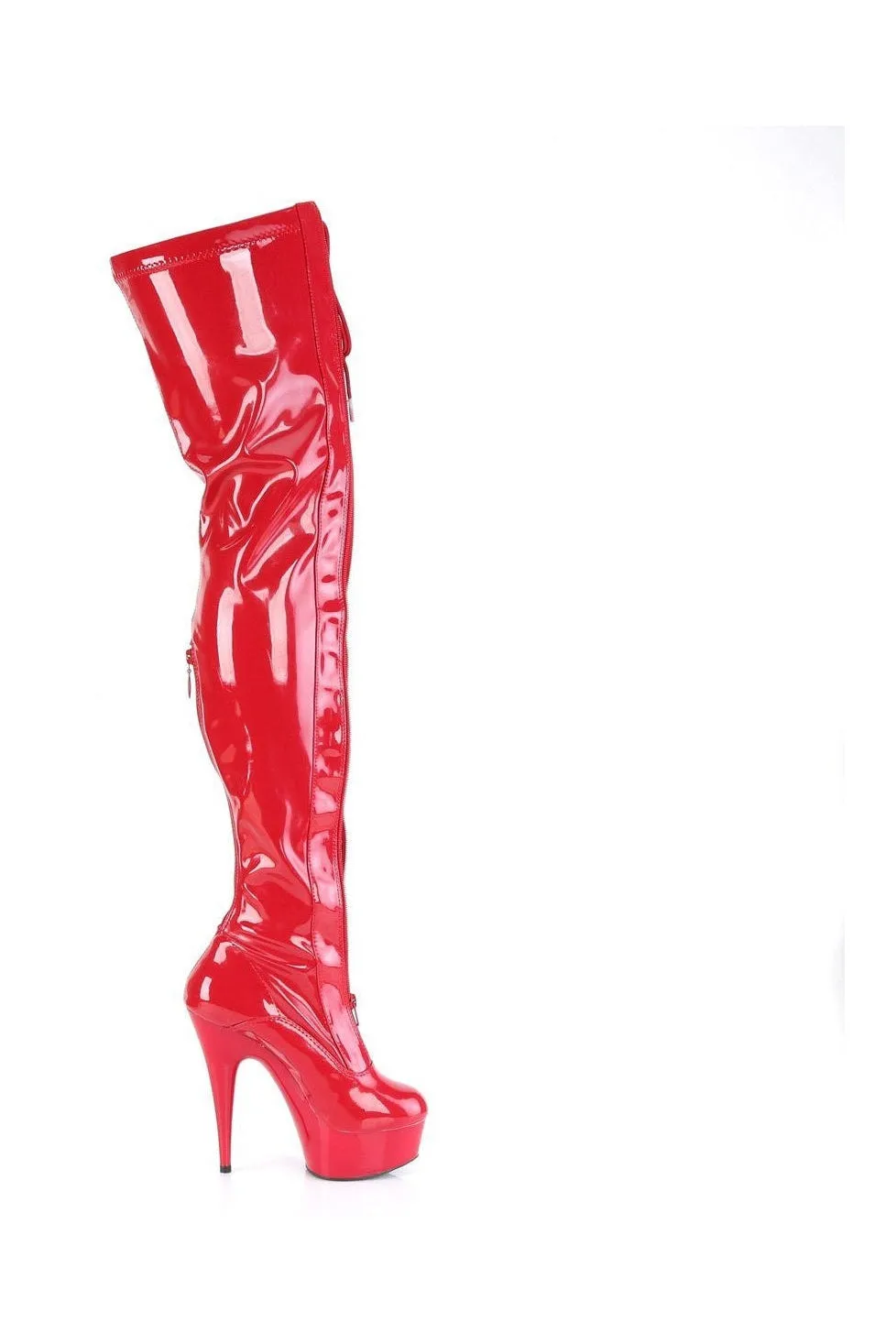 DELIGHT-3027 Thigh Boot | Red Patent