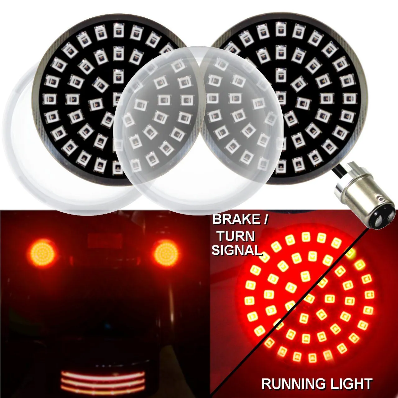 Eagle Lights Midnight Edition Rear LED Turn Signals, Running Lights and Strobing Brake Lights for Harley Davidson Motorcycle