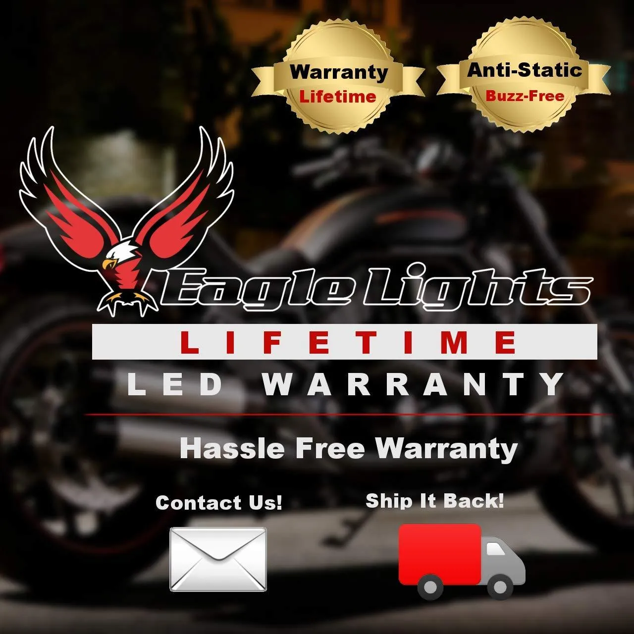 Eagle Lights Midnight Edition Rear LED Turn Signals, Running Lights and Strobing Brake Lights for Harley Davidson Motorcycle