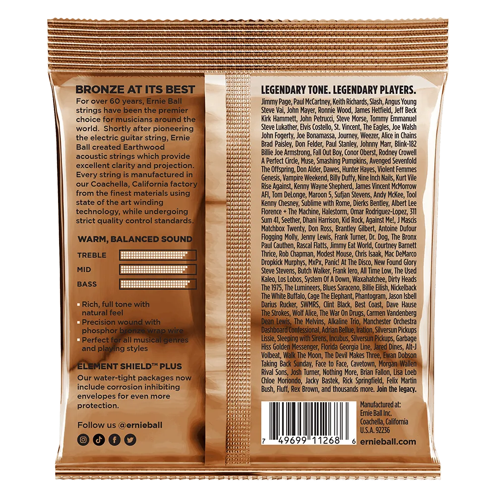 Earthwood Extra Light Phosphor Bronze Acoustic Strings 3 Pack 10 50