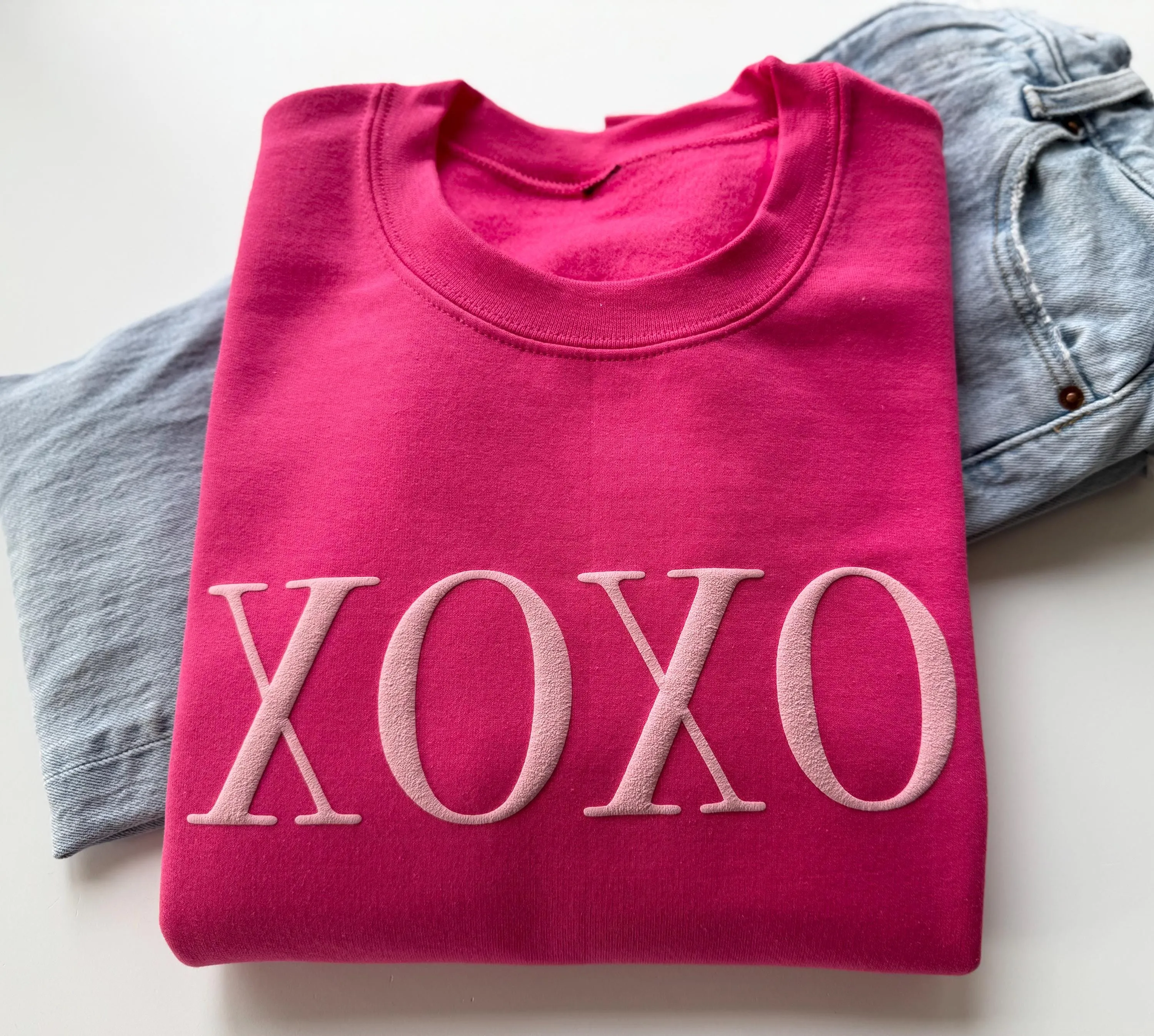 Embossed Puff XOXO Sweatshirt