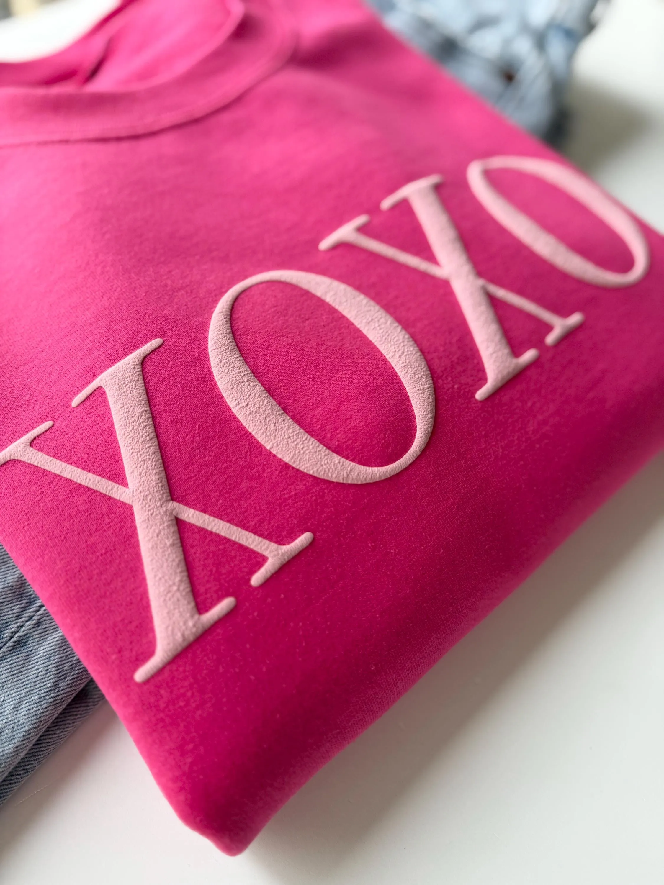 Embossed Puff XOXO Sweatshirt