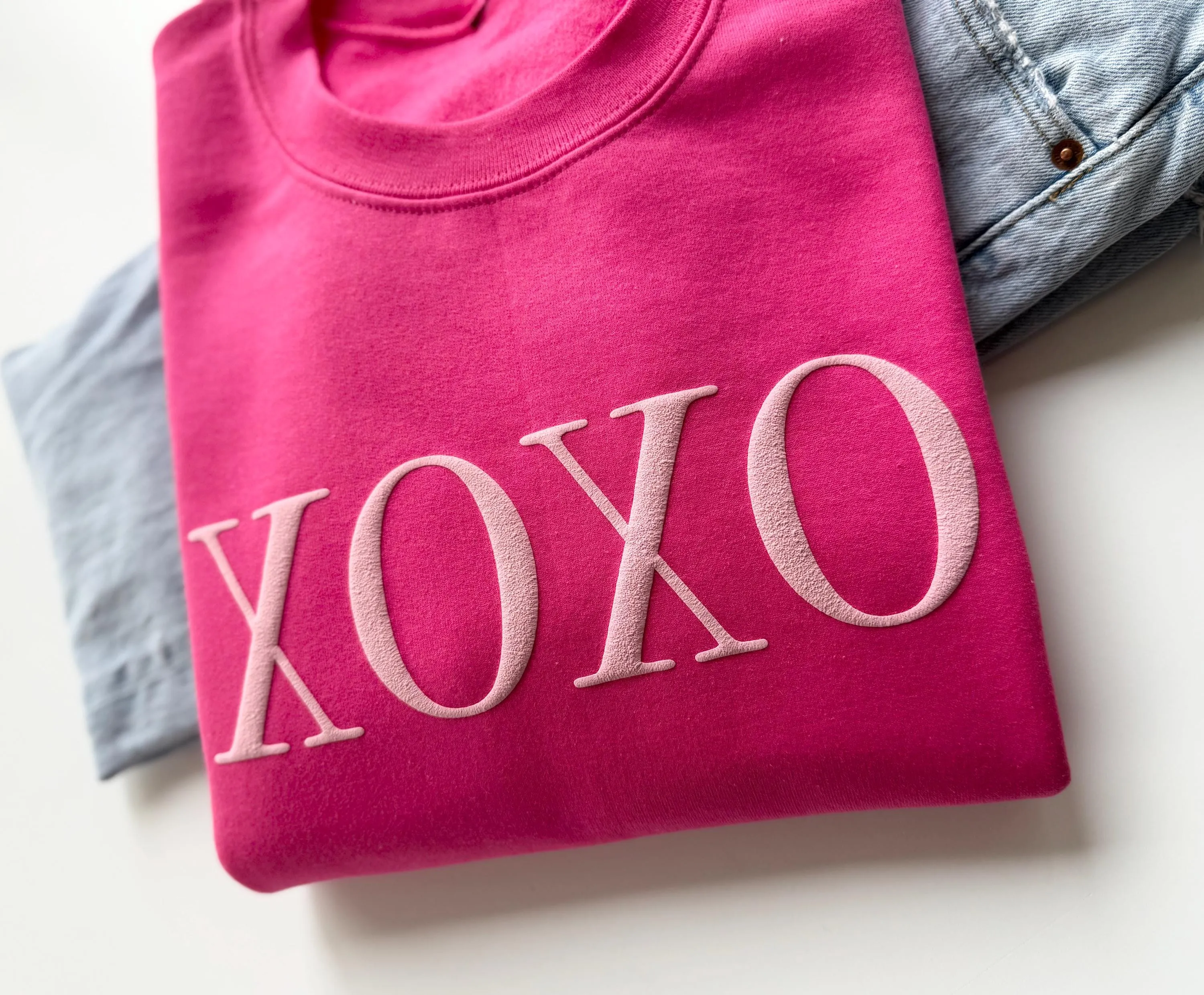 Embossed Puff XOXO Sweatshirt