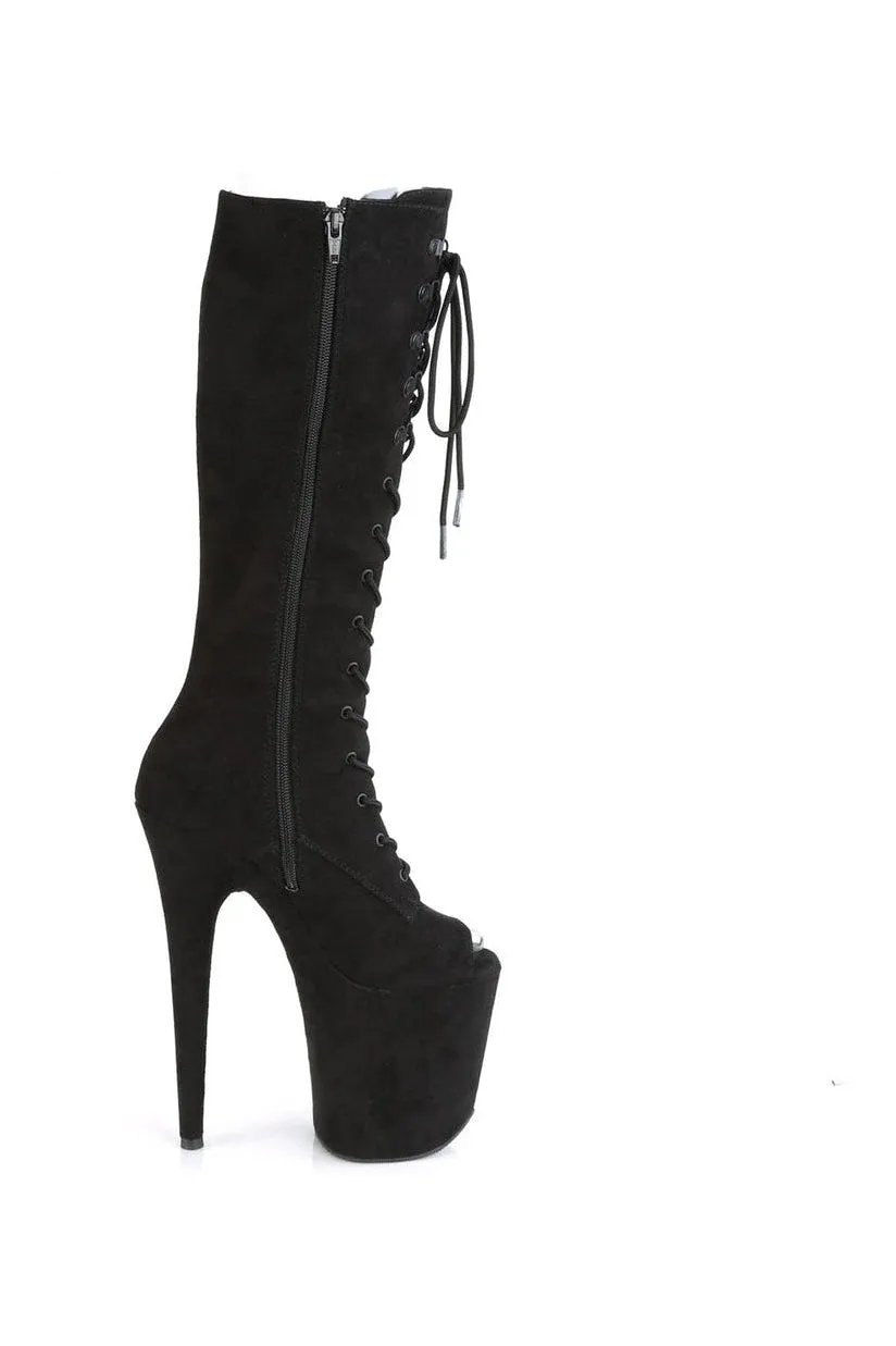 FLAMINGO-2051FS Exotic Boot | Black Faux Suede