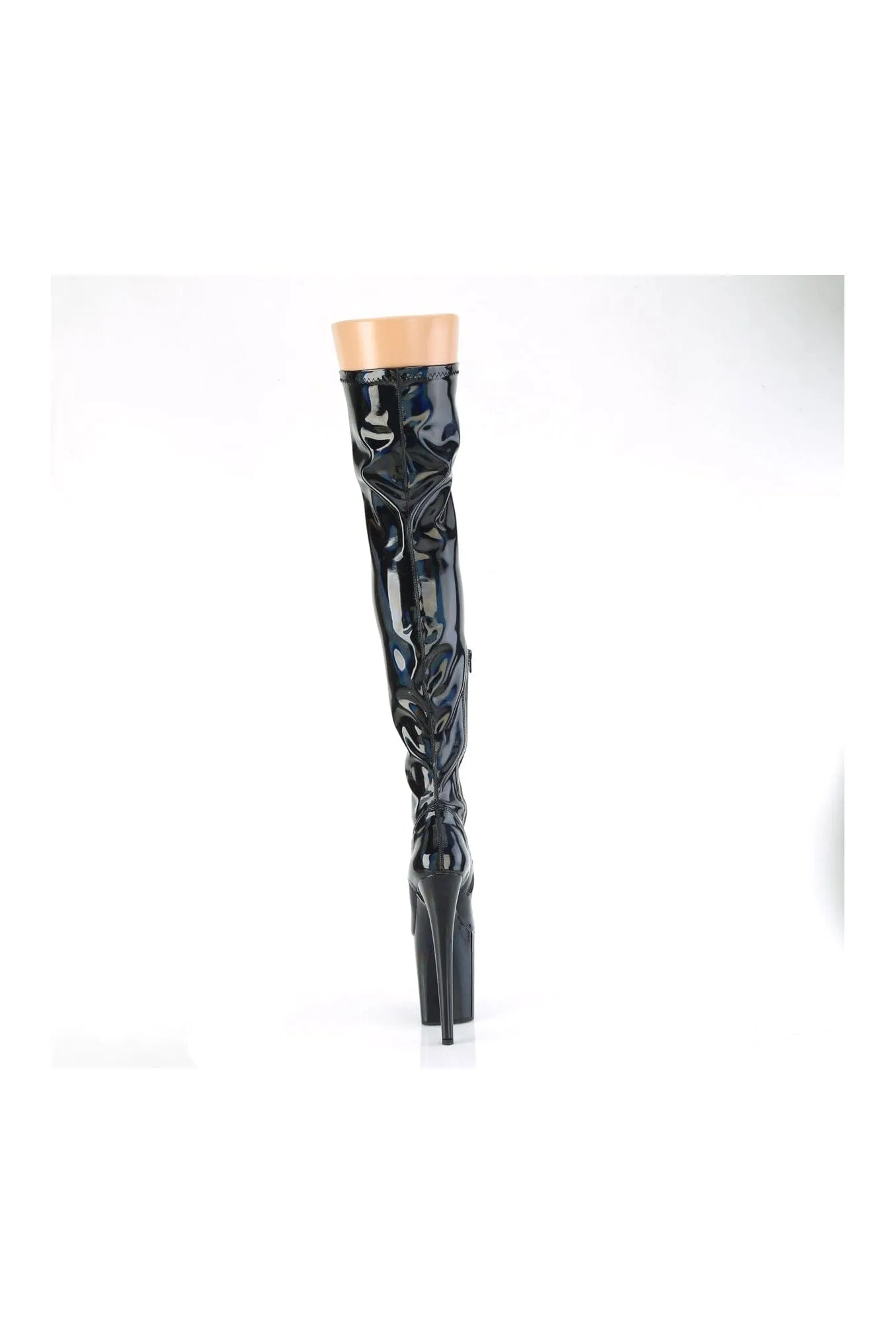 FLAMINGO-3000HWR Black Hologram Thigh Boot
