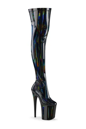 FLAMINGO-3000HWR Black Hologram Thigh Boot
