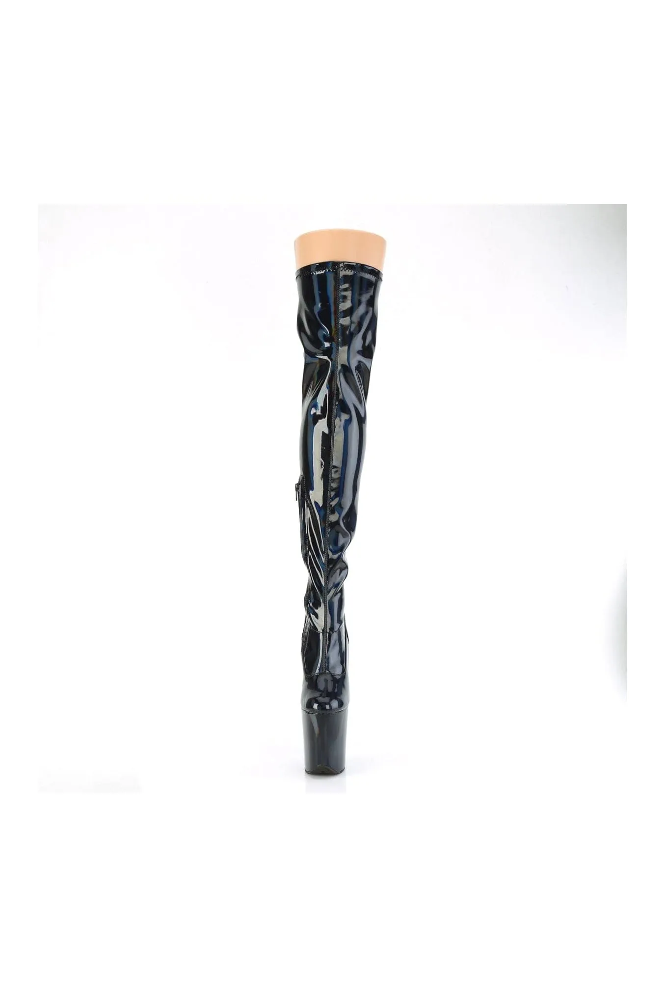 FLAMINGO-3000HWR Black Hologram Thigh Boot