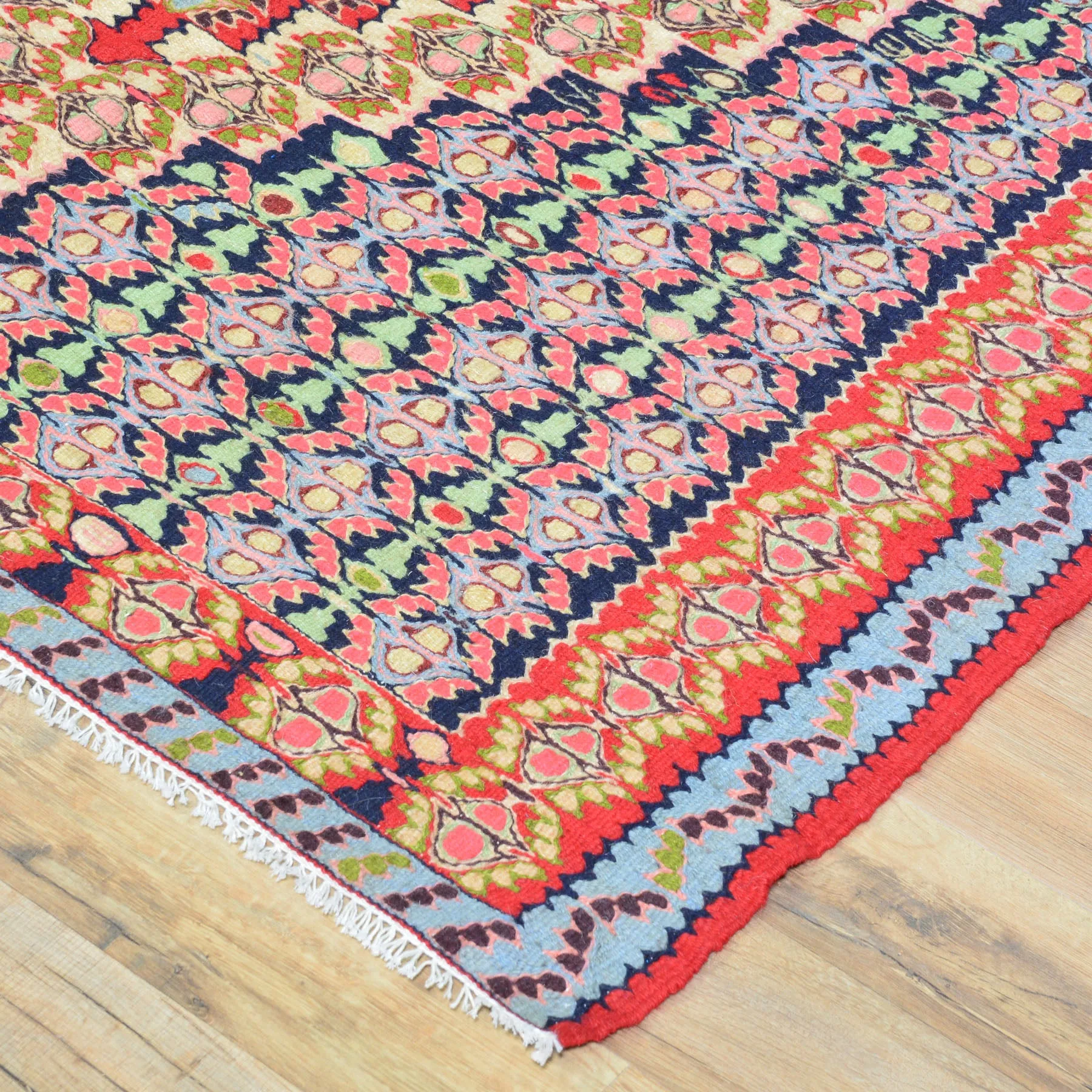 Flat-Weave Geometric Design Handmade Wool Rug (Size 4.0 X 4.10) Cwral-4983