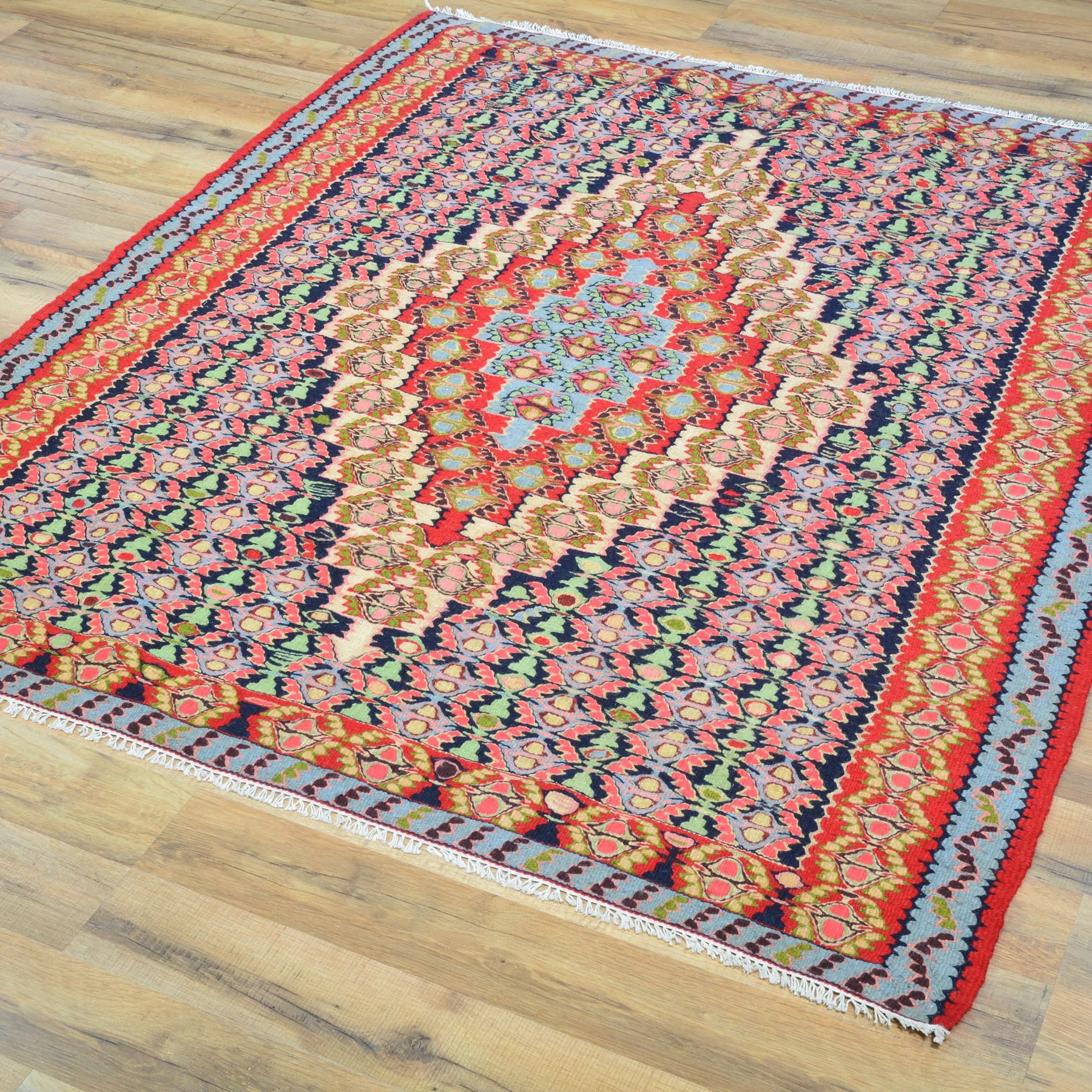 Flat-Weave Geometric Design Handmade Wool Rug (Size 4.0 X 4.10) Cwral-4983