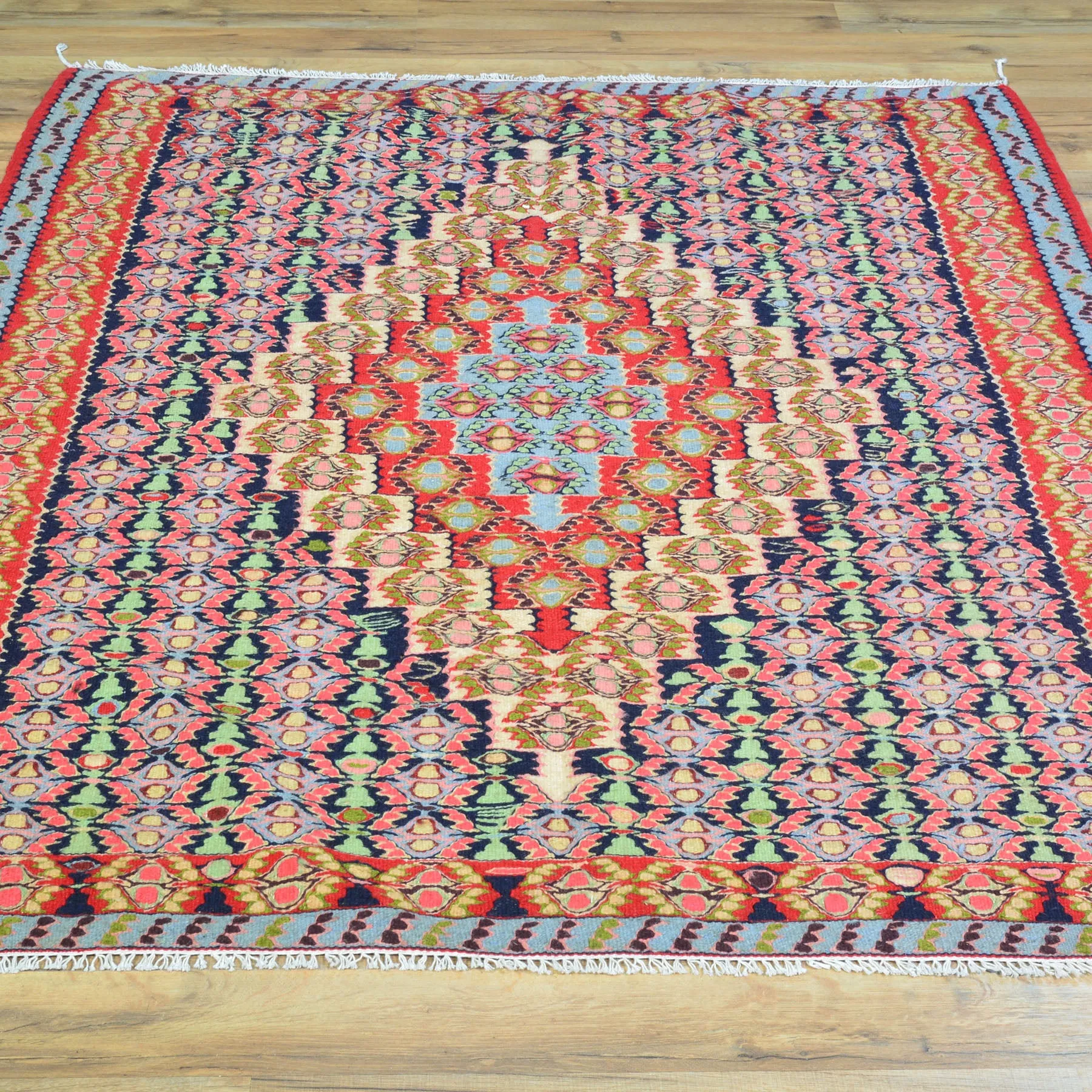 Flat-Weave Geometric Design Handmade Wool Rug (Size 4.0 X 4.10) Cwral-4983