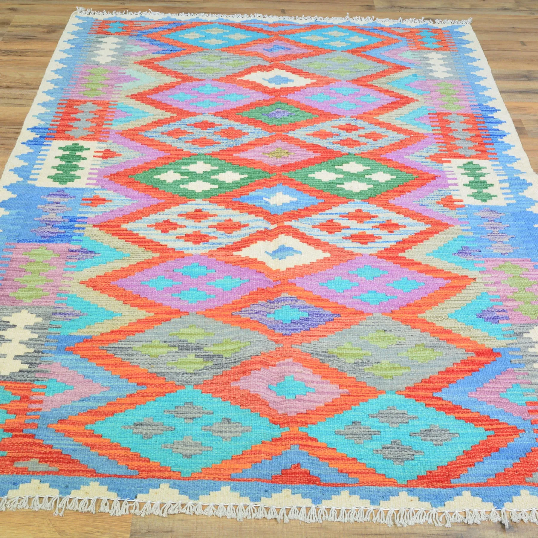 Flatweave Tribal Handmade Geometric Design Wool Rug (Size 4.1 X 6.0 ) Cwral-8277