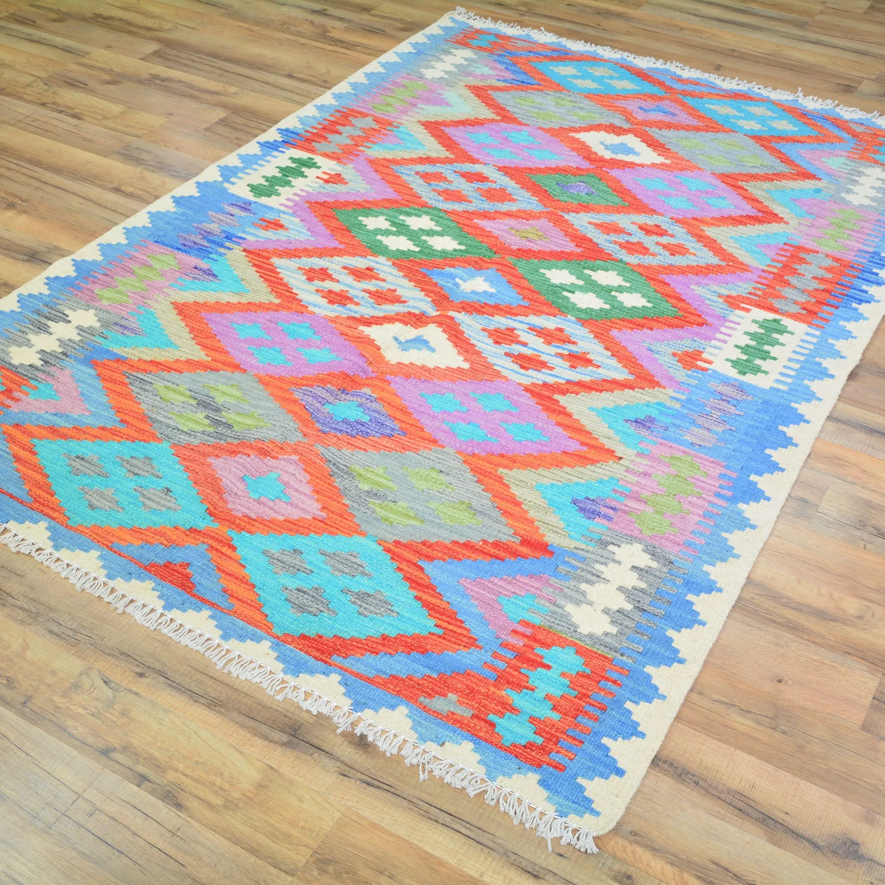 Flatweave Tribal Handmade Geometric Design Wool Rug (Size 4.1 X 6.0 ) Cwral-8277