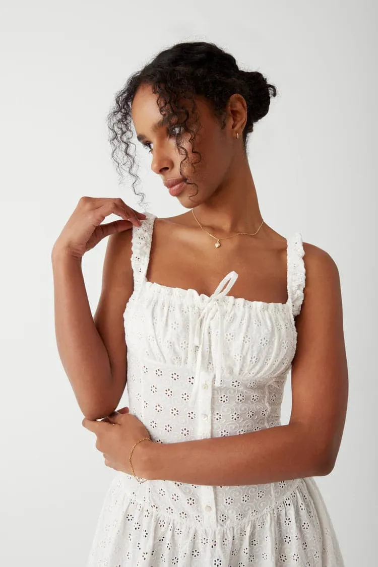 Frankies Bikinis Christabelle Eyelet Maxi Dress as seen on Bella Hadid & Amelia Gray