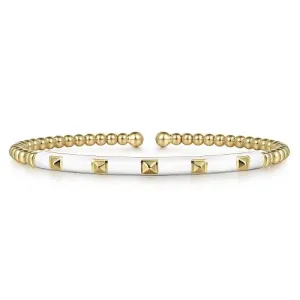 Gabriel & Co. Two-Tone White Enamel  'Bujukan' Cuff Bracelet