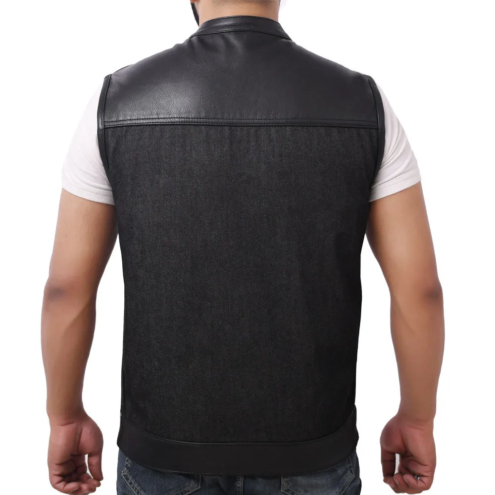 GAIUS - Motorcycle Denim/Leather Vest