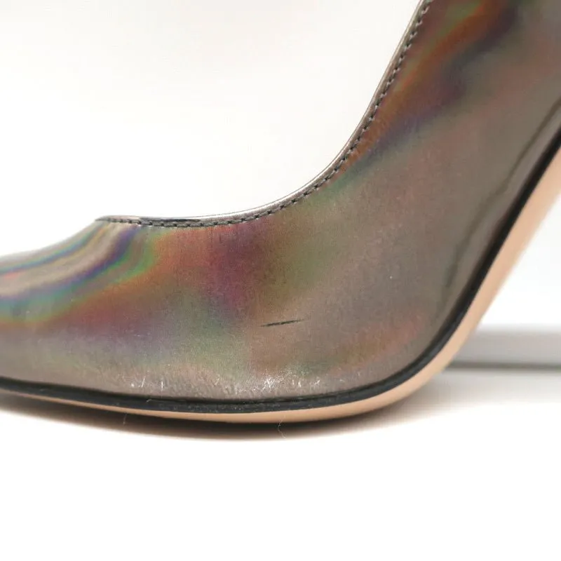 Gianvito Rossi Ellipsis High Back Pumps Holographic Leather Size 39 Pointed Toe
