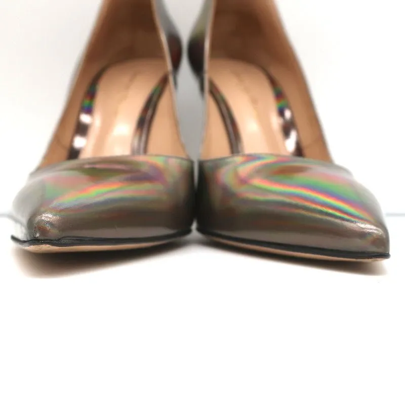 Gianvito Rossi Ellipsis High Back Pumps Holographic Leather Size 39 Pointed Toe