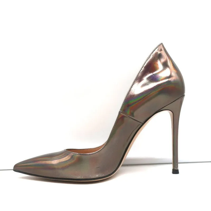 Gianvito Rossi Ellipsis High Back Pumps Holographic Leather Size 39 Pointed Toe