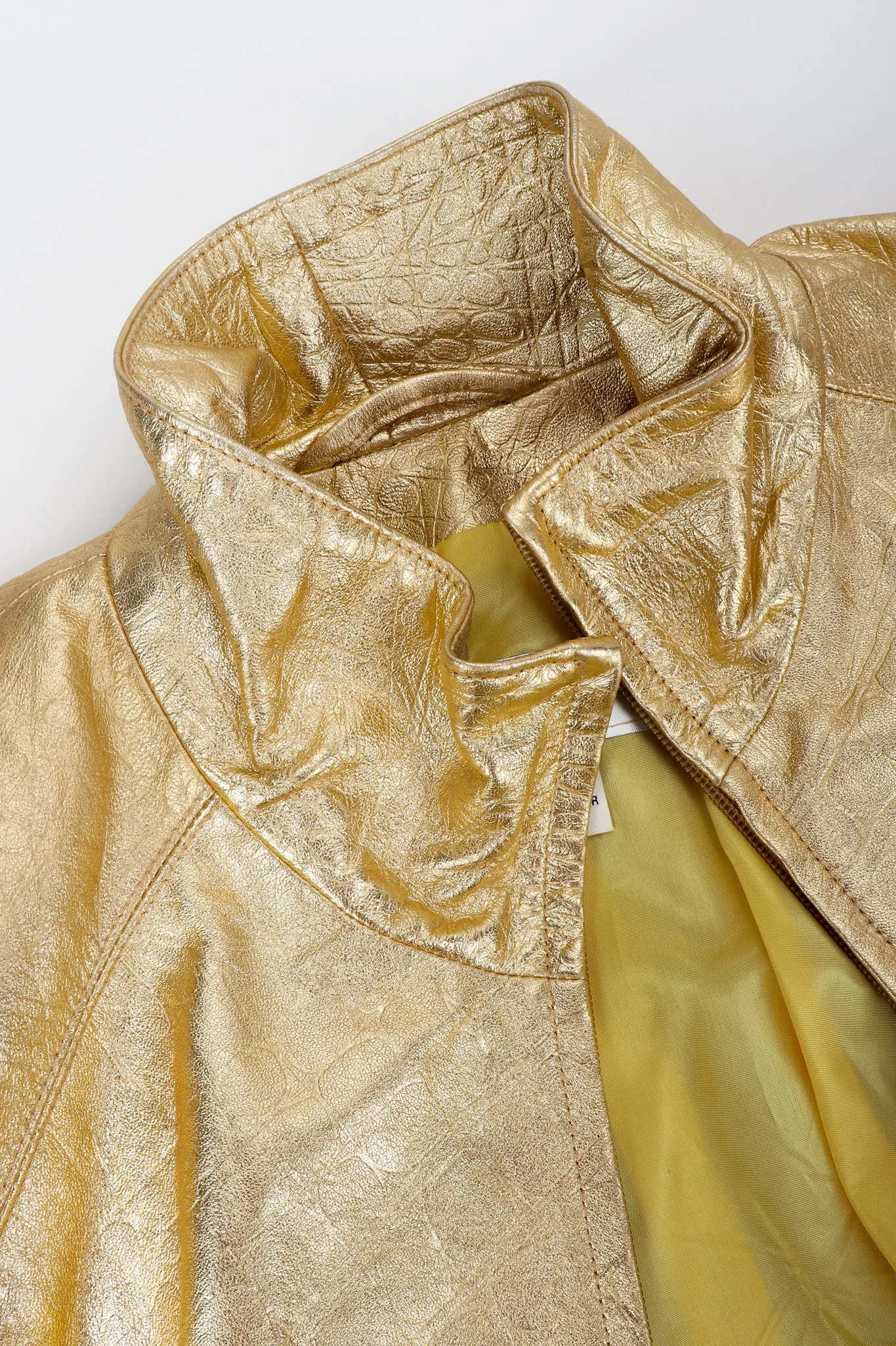 Gold Leather Lamé Jacket & Skirt Set