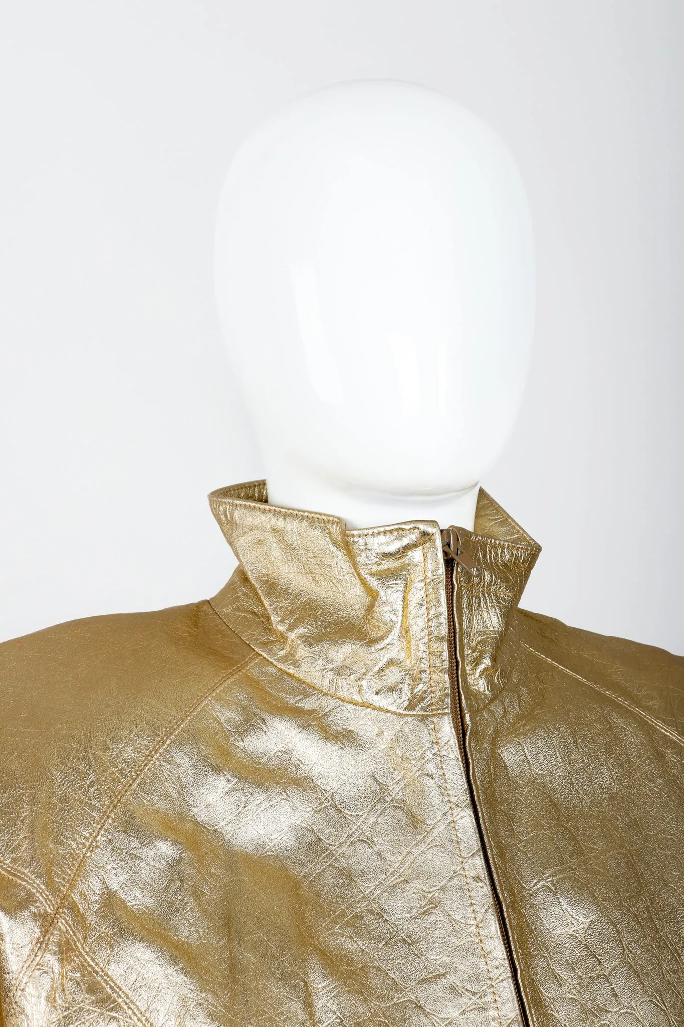 Gold Leather Lamé Jacket & Skirt Set