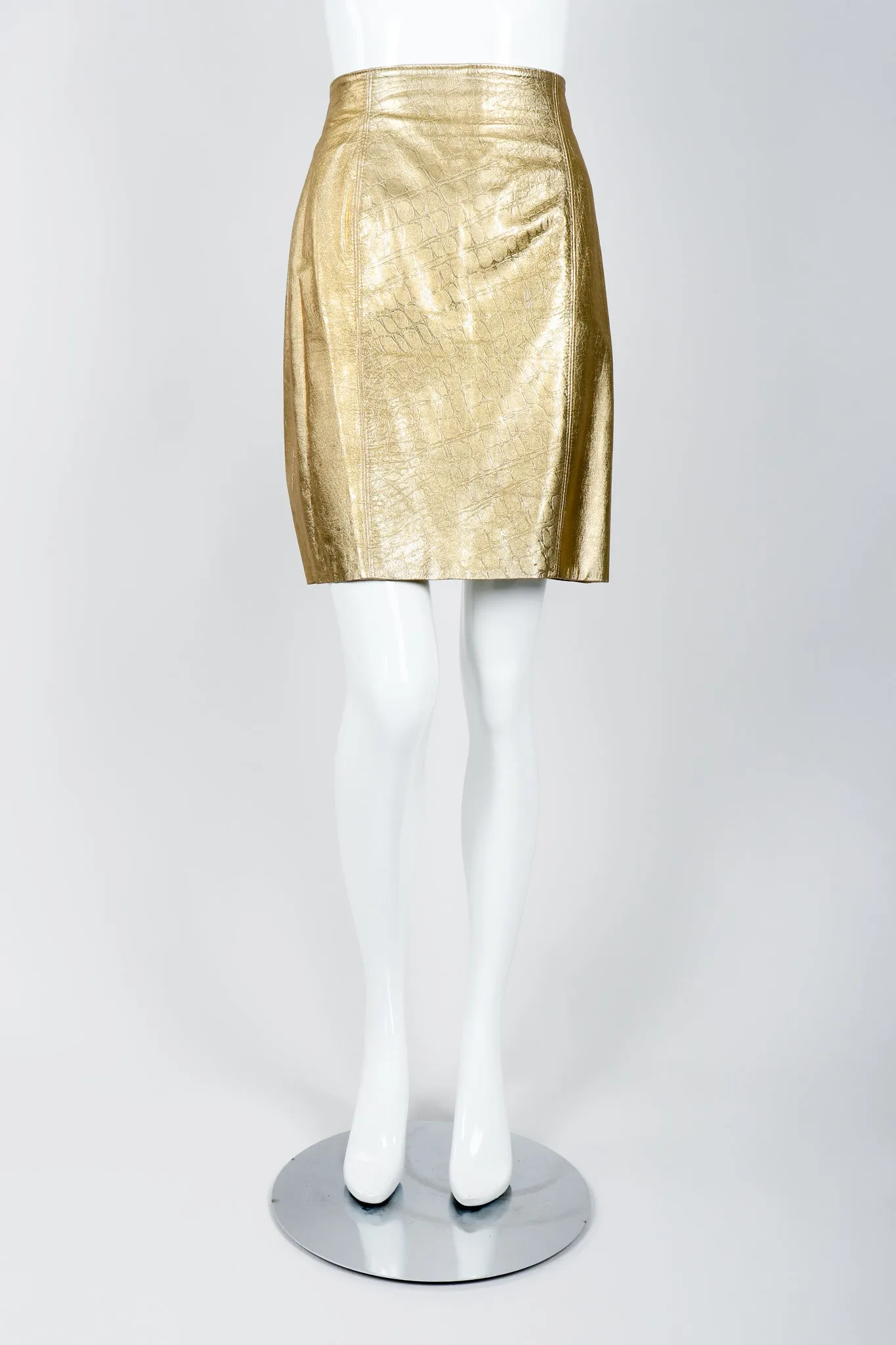 Gold Leather Lamé Jacket & Skirt Set