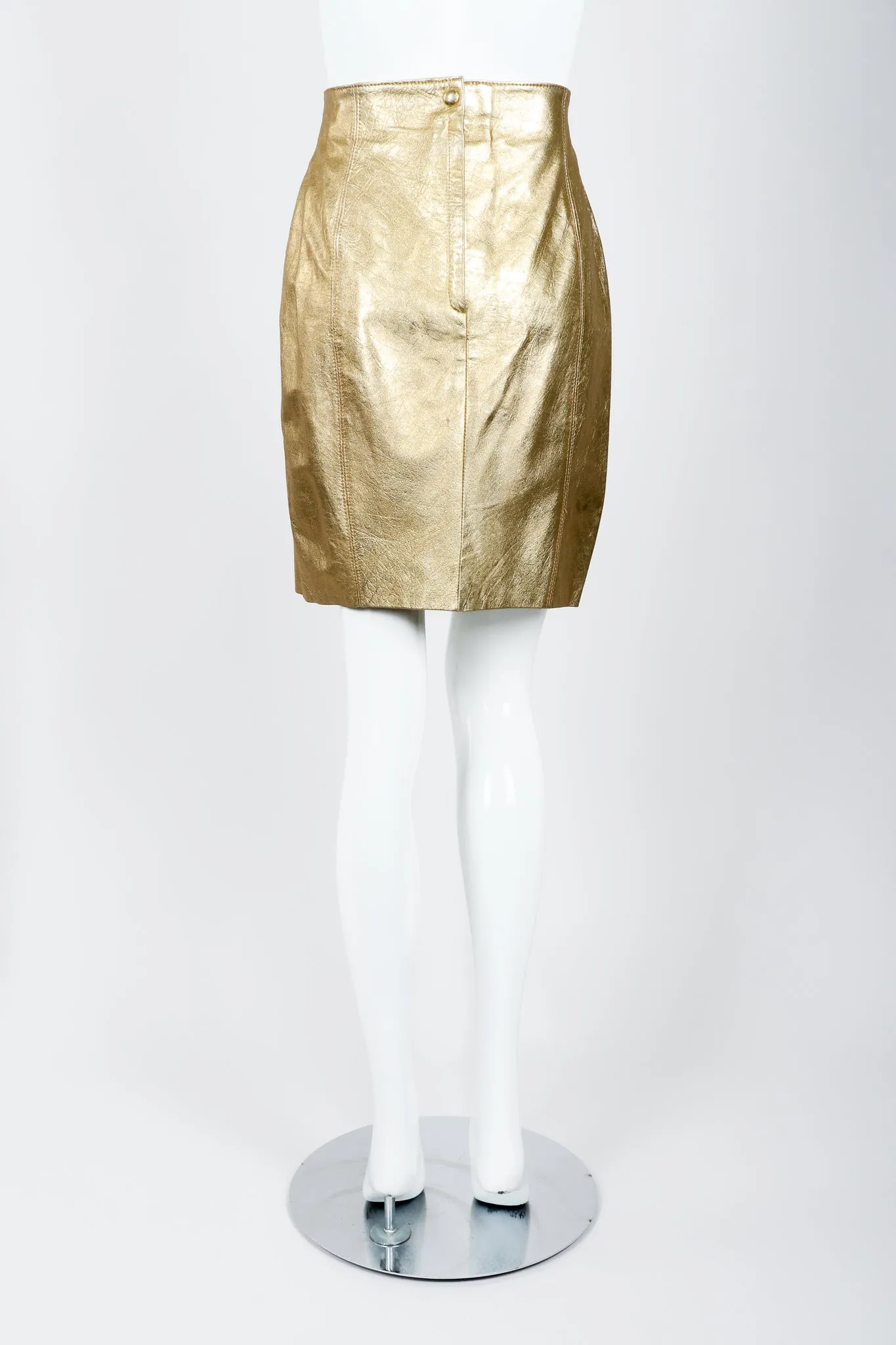 Gold Leather Lamé Jacket & Skirt Set