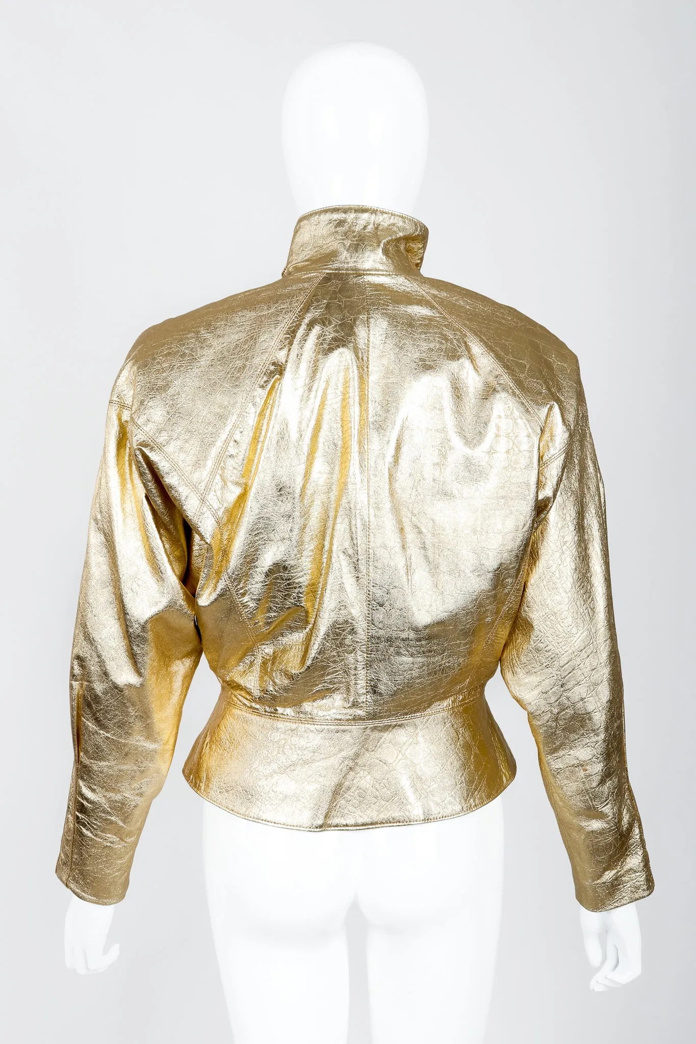 Gold Leather Lamé Jacket & Skirt Set