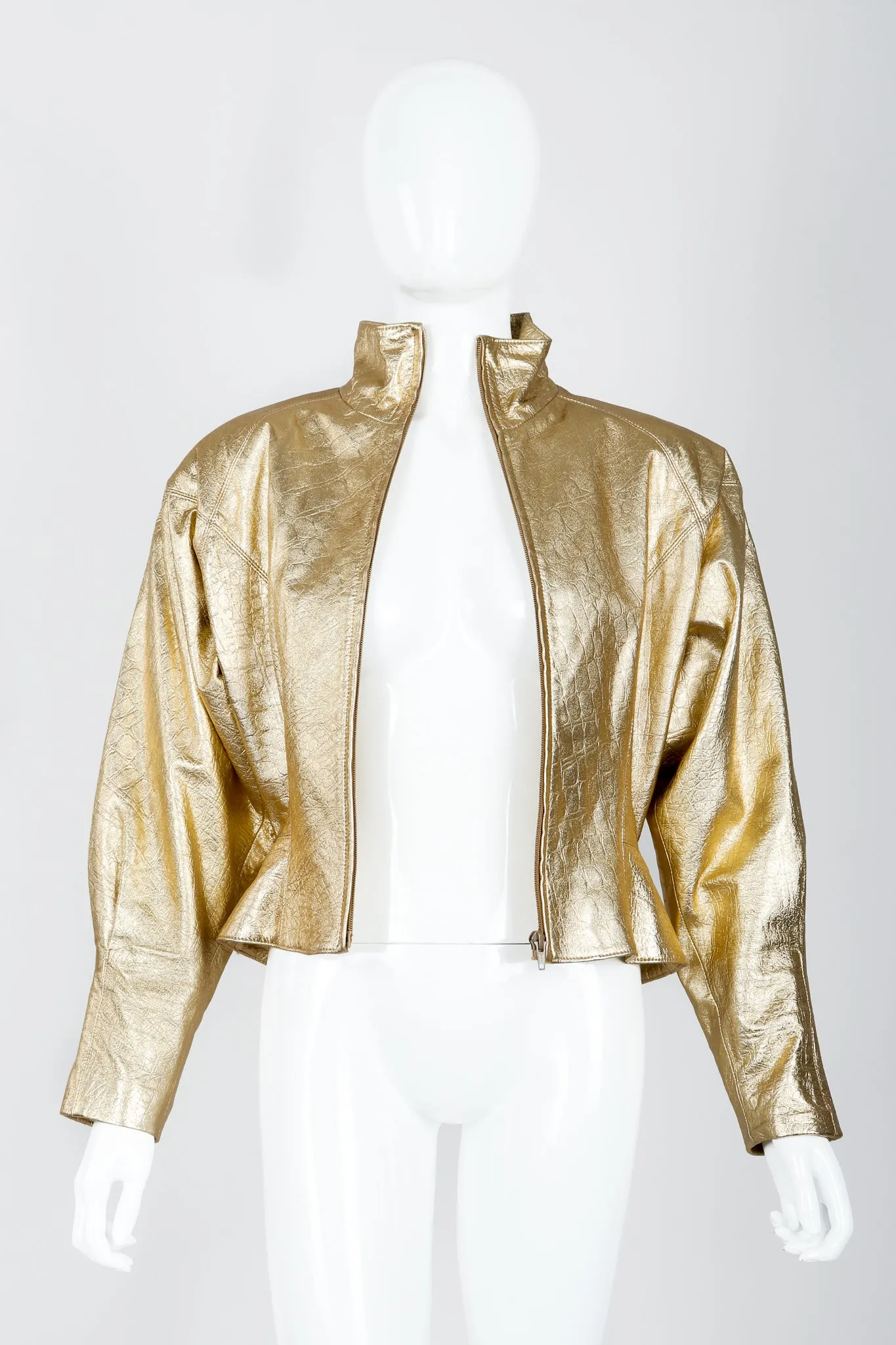 Gold Leather Lamé Jacket & Skirt Set