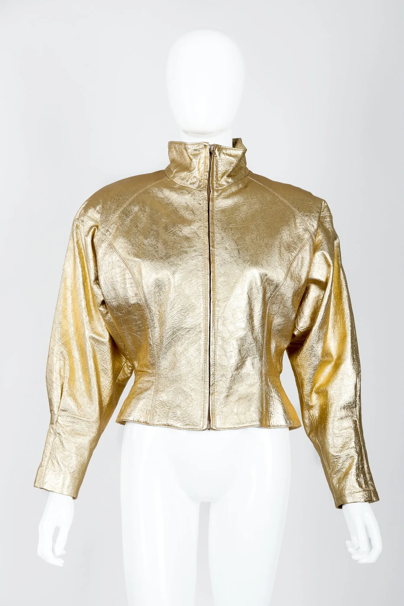 Gold Leather Lamé Jacket & Skirt Set
