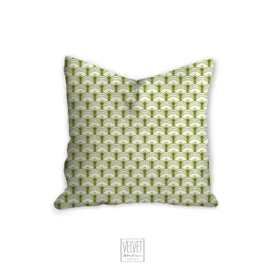 green art deco pillow, scalloped pattern, throw pillow, retro, interior design, modern pillow, Interior decor, pillow cover, home accents