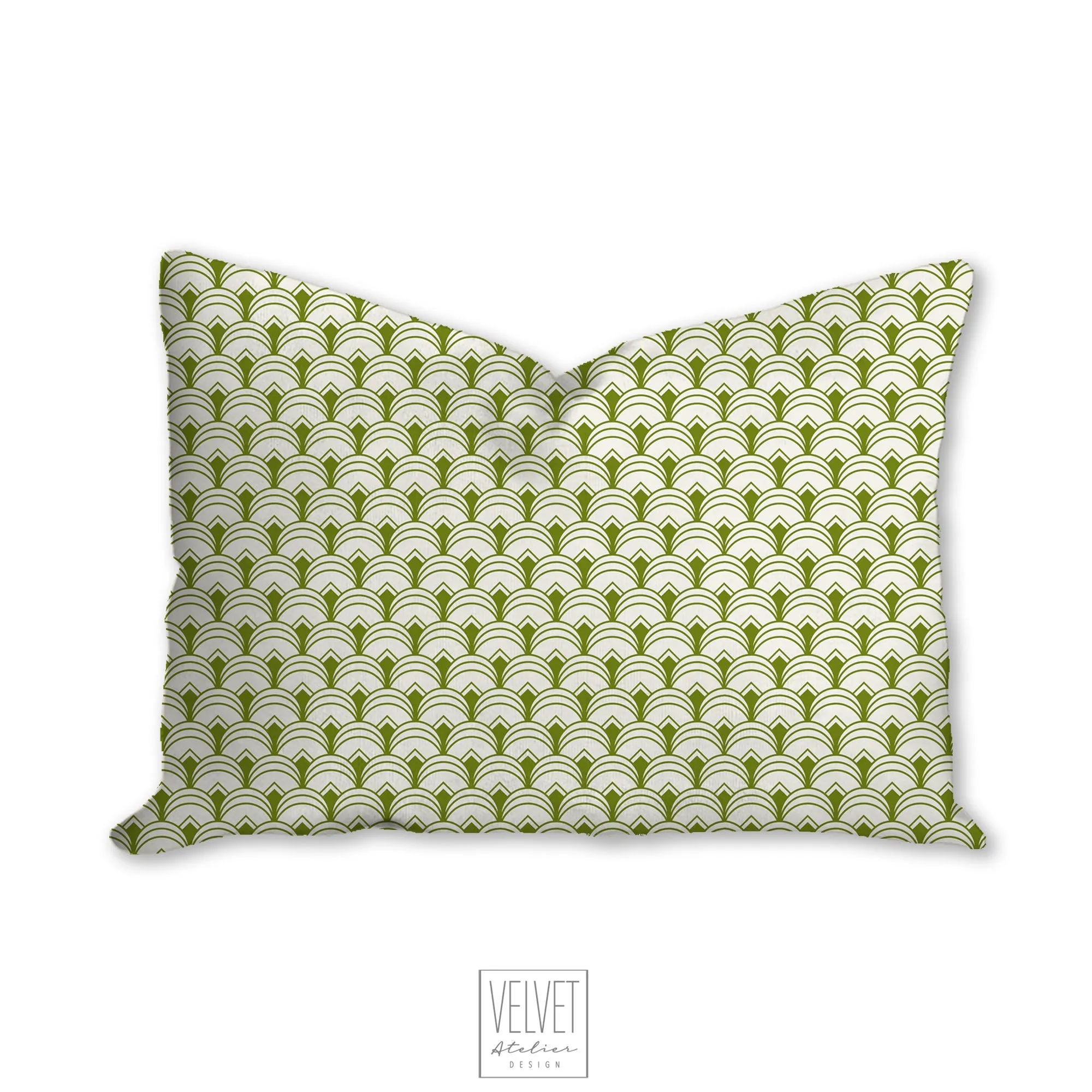 green art deco pillow, scalloped pattern, throw pillow, retro, interior design, modern pillow, Interior decor, pillow cover, home accents