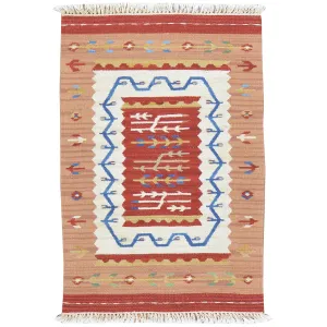 Hand-Woven Flatweave Kilim Handmade Southwestern Design Wool Rug (Size 2.1 X 3.1) Cwral-3339
