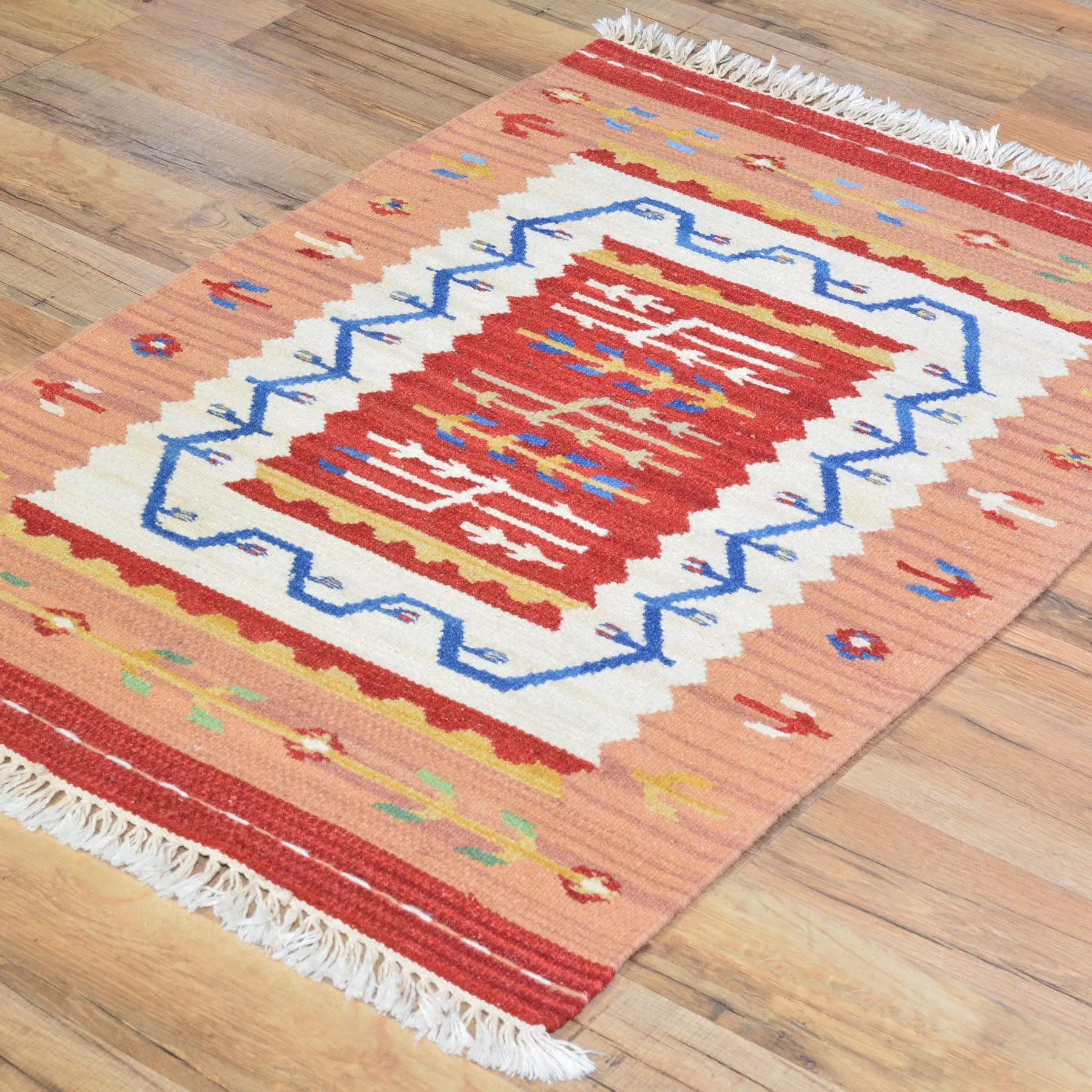 Hand-Woven Flatweave Kilim Handmade Southwestern Design Wool Rug (Size 2.1 X 3.1) Cwral-3339