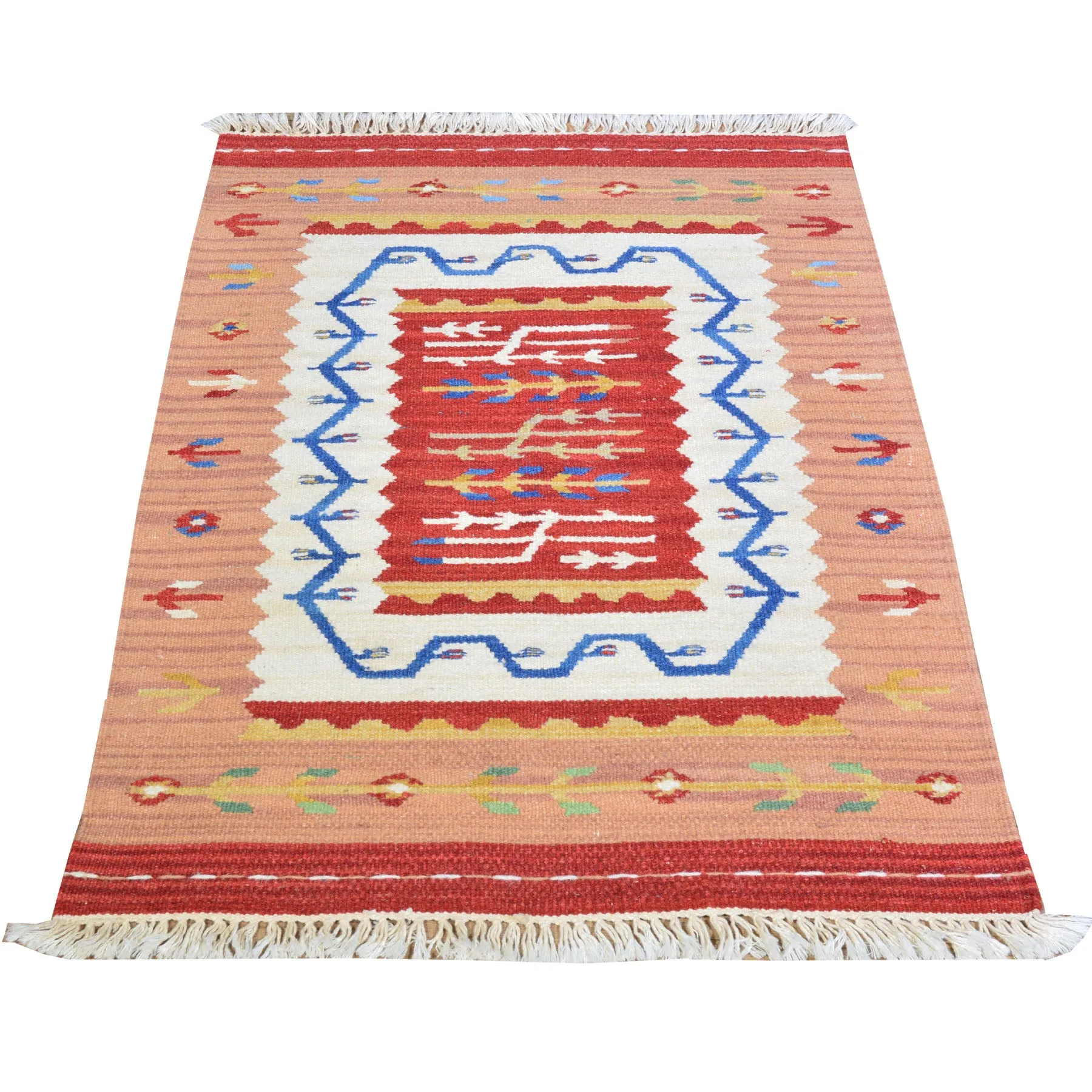 Hand-Woven Flatweave Kilim Handmade Southwestern Design Wool Rug (Size 2.1 X 3.1) Cwral-3339