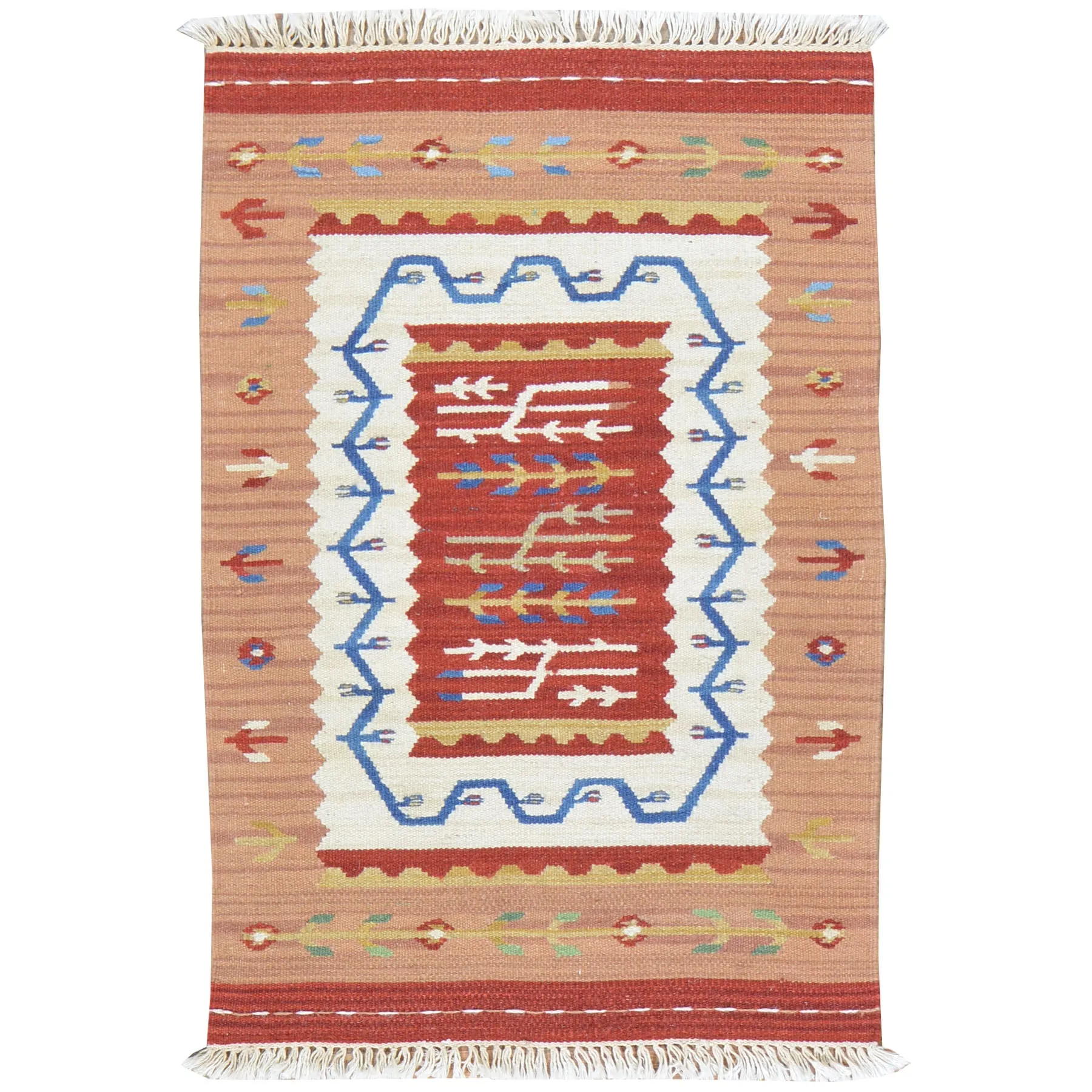 Hand-Woven Flatweave Kilim Handmade Southwestern Design Wool Rug (Size 2.1 X 3.1) Cwral-3339