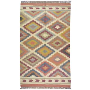 Hand-Woven Flatweave Reversible Kilim Jute/Wool Rug (Size 4.11 X 8.3) Cwral-7335