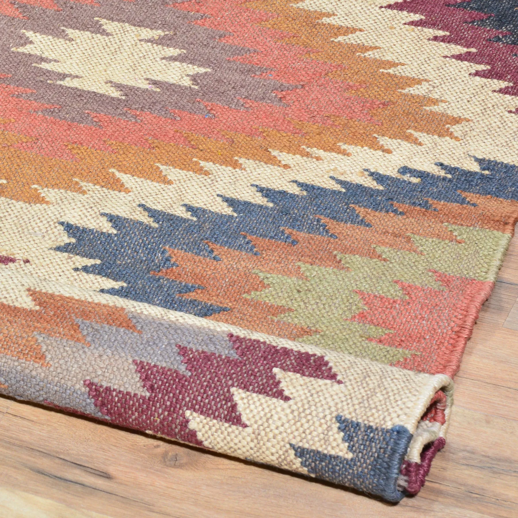Hand-Woven Flatweave Reversible Kilim Jute/Wool Rug (Size 4.11 X 8.3) Cwral-7335