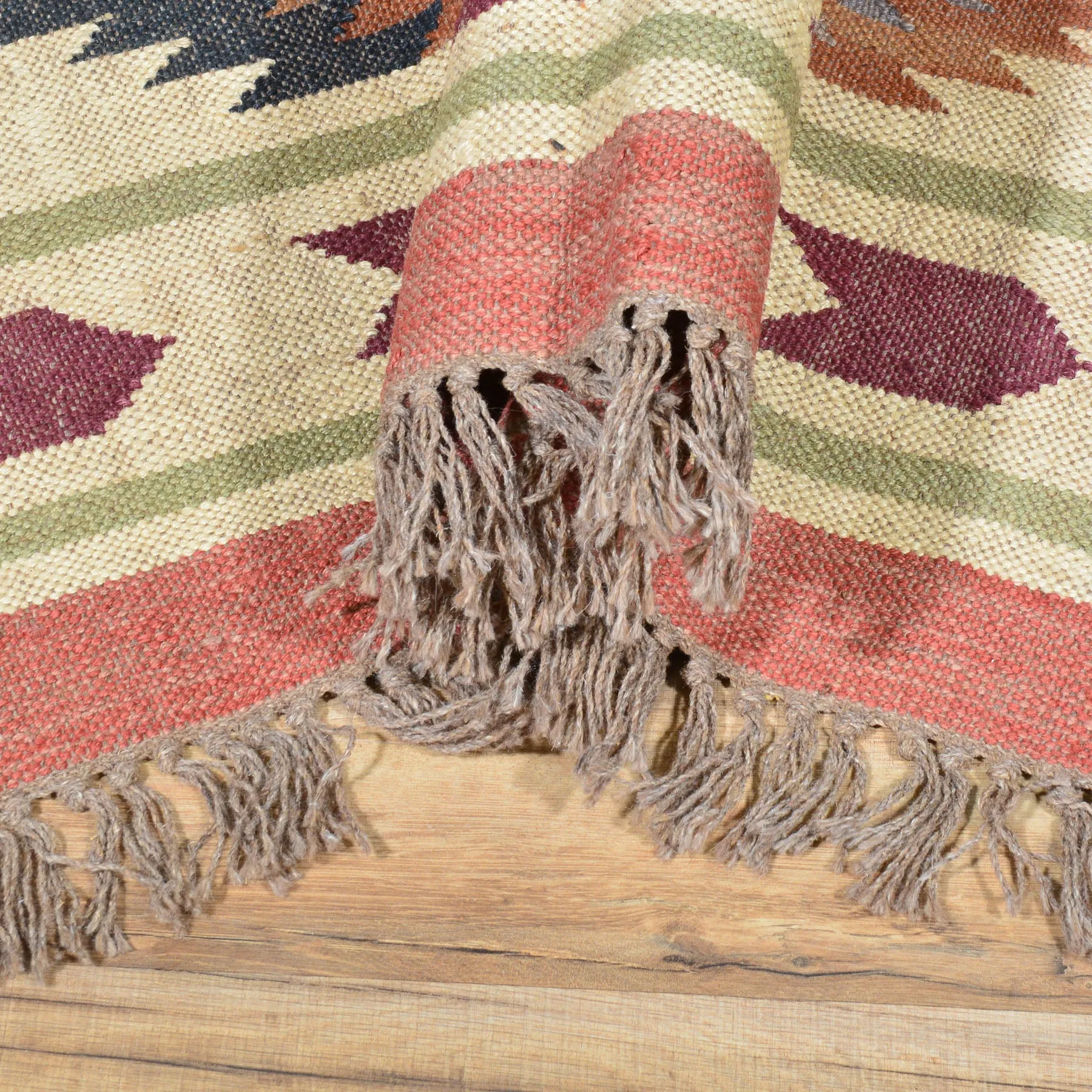 Hand-Woven Flatweave Reversible Kilim Jute/Wool Rug (Size 4.11 X 8.3) Cwral-7335