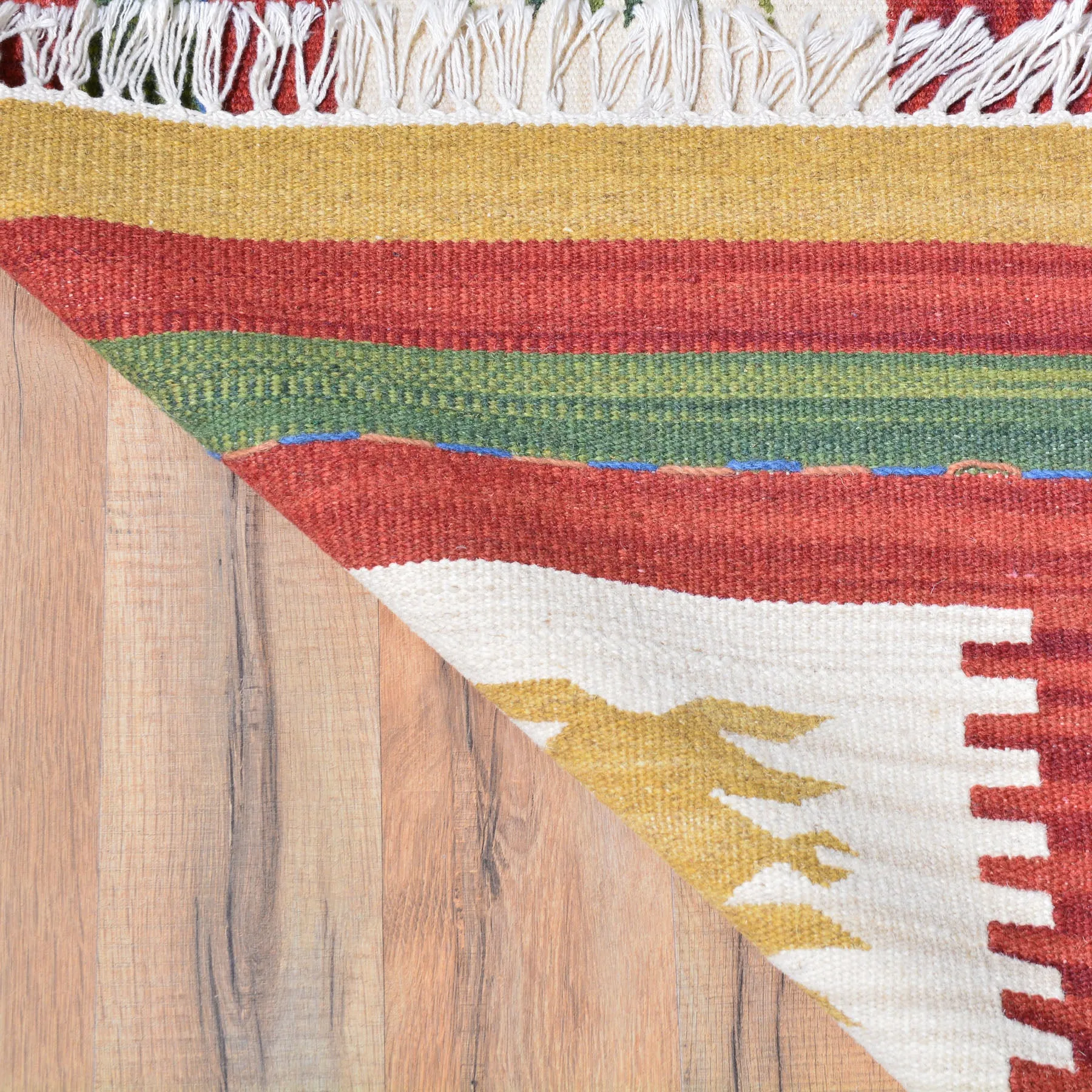 Hand-Woven Reversible Turkish Design Handmade Kilim Wool Rug (Size 5.5 X 7.6) Brral-4146