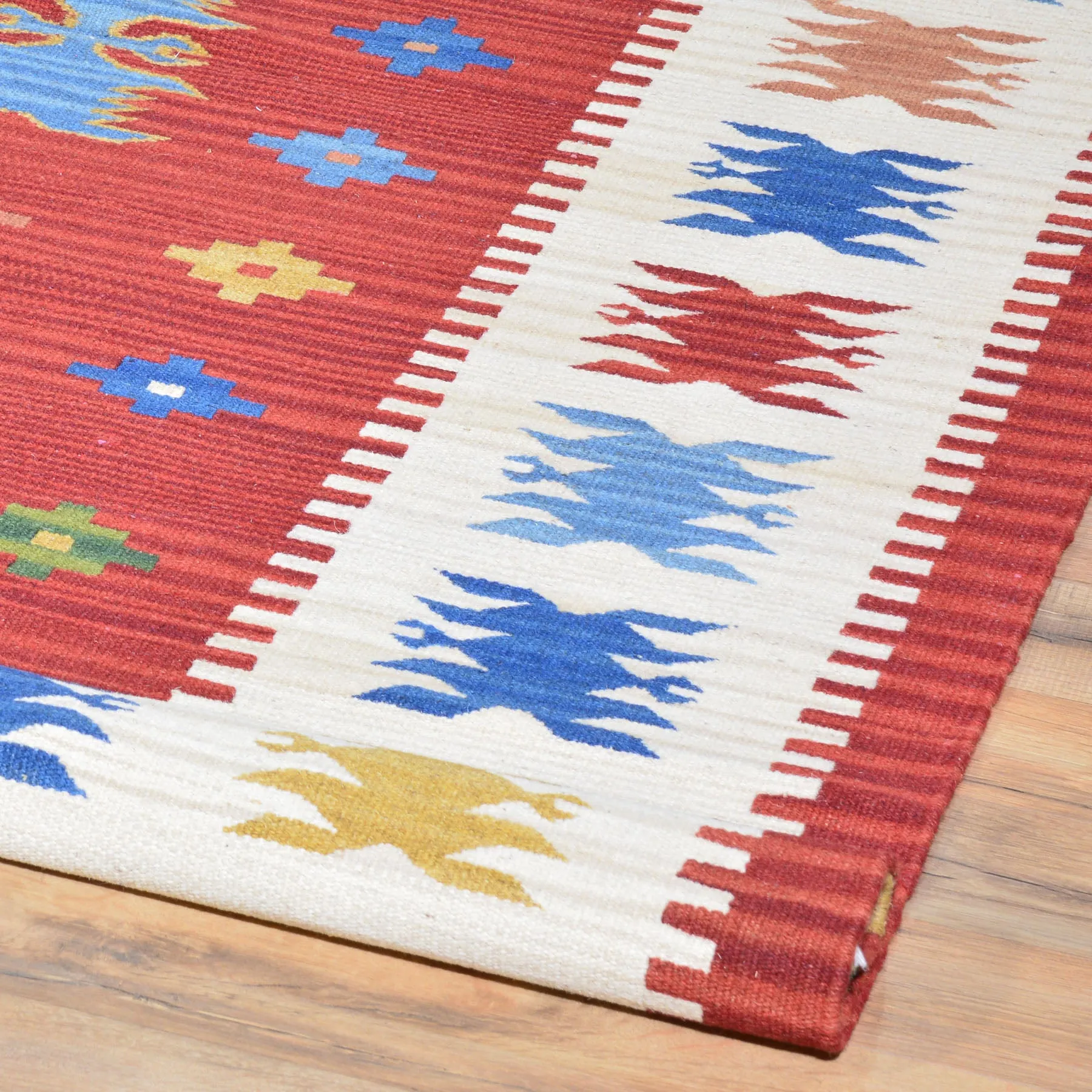 Hand-Woven Reversible Turkish Design Handmade Kilim Wool Rug (Size 5.5 X 7.6) Brral-4146