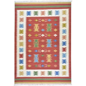 Hand-Woven Reversible Turkish Design Handmade Kilim Wool Rug (Size 5.5 X 7.6) Brral-4146