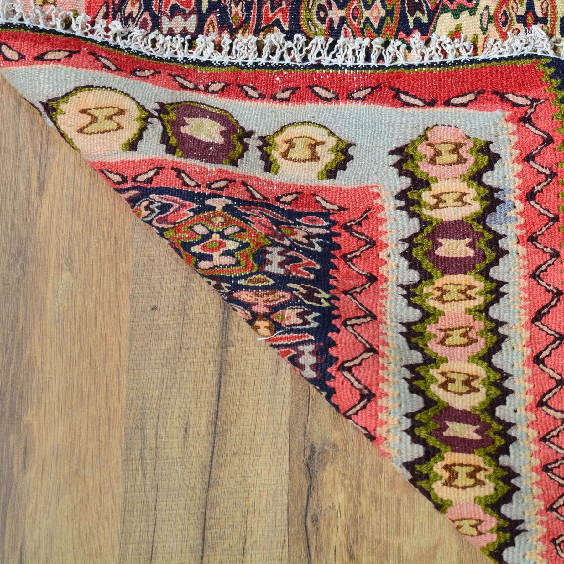 Hand-Woven Sennah Kilim Village Rug 100% Wool (Size 2.10 X 12.4) Cwral-7548