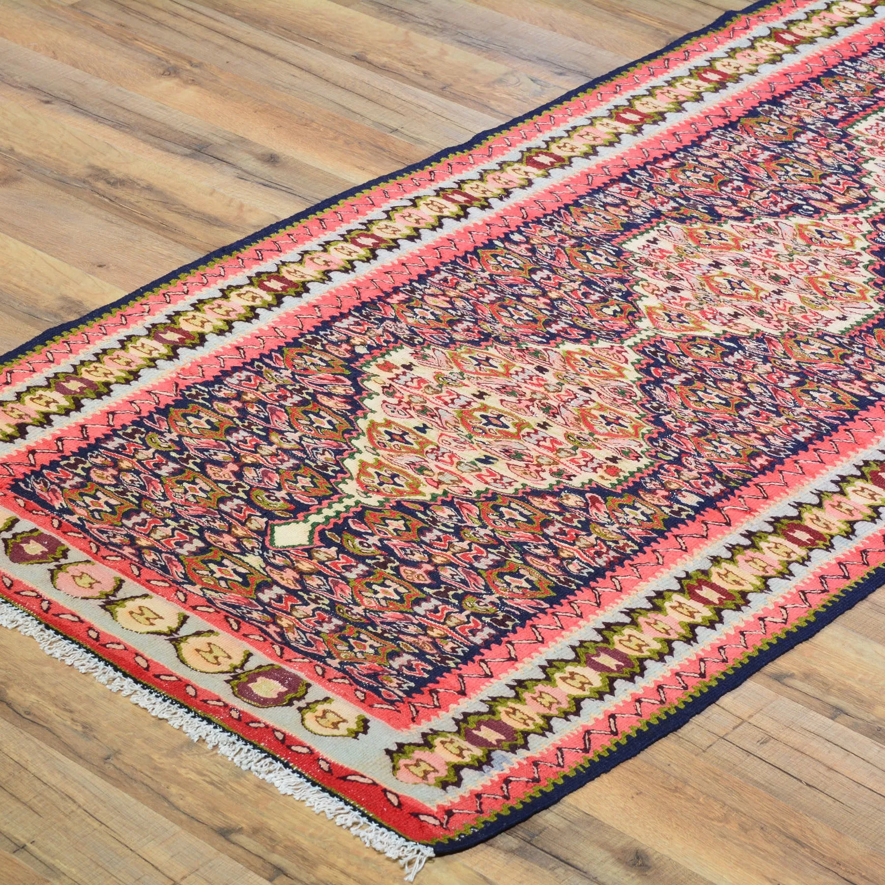 Hand-Woven Sennah Kilim Village Rug 100% Wool (Size 2.10 X 12.4) Cwral-7548