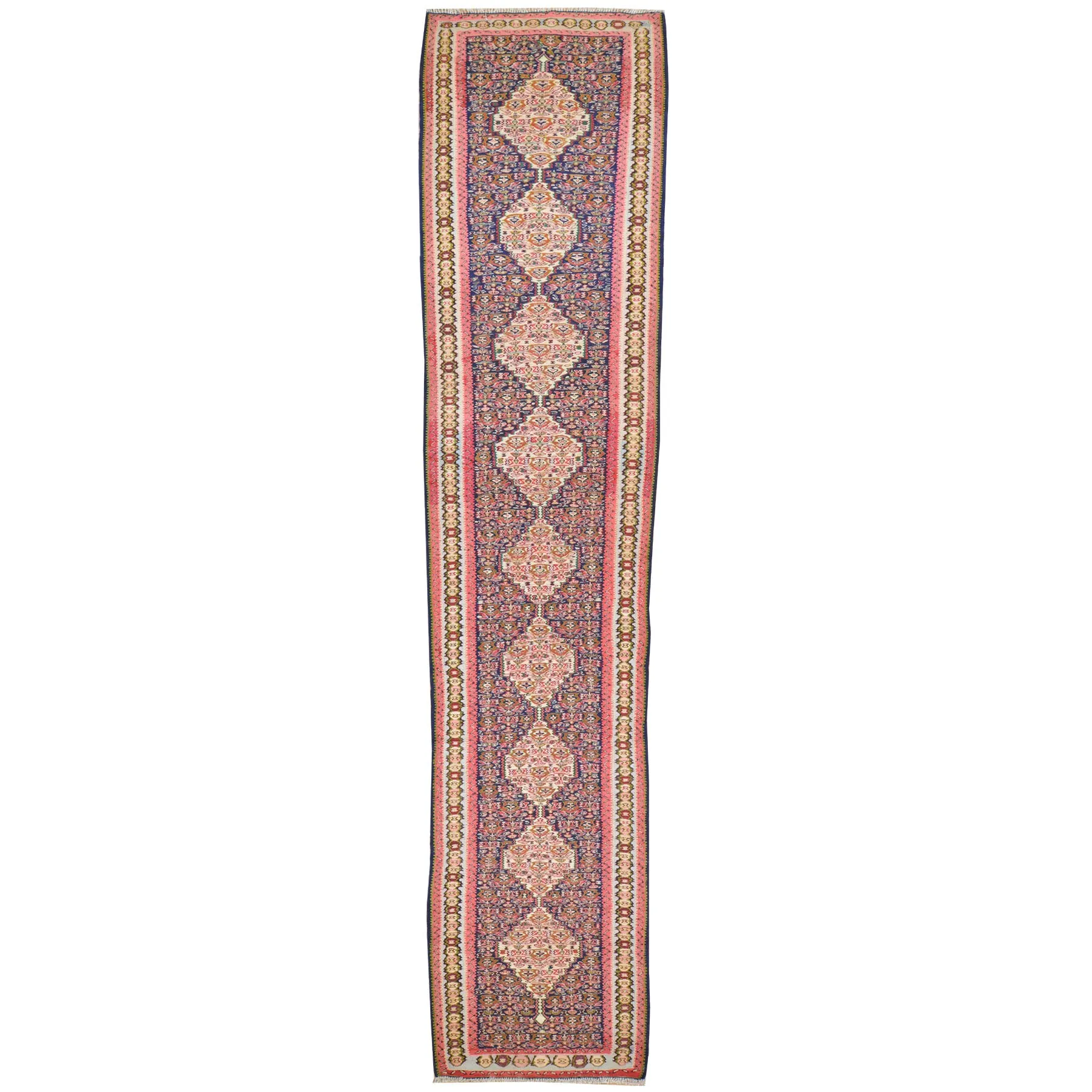 Hand-Woven Sennah Kilim Village Rug 100% Wool (Size 2.10 X 12.4) Cwral-7548