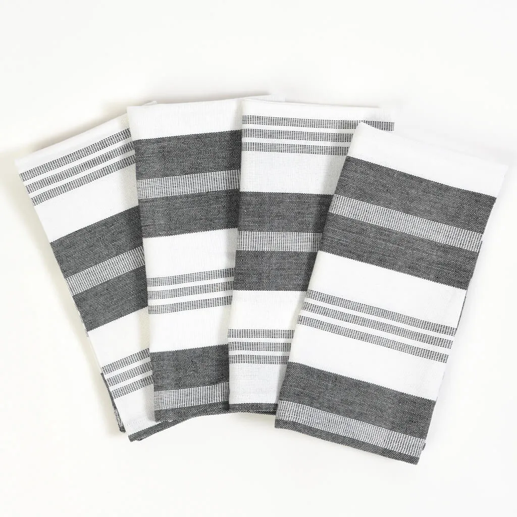 Hand Woven Table Napkins | Black & White