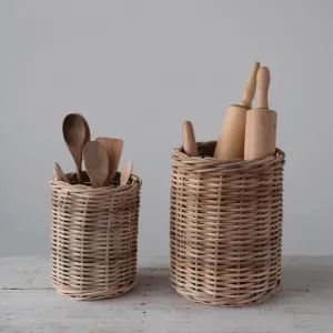 Hand-Woven Wicker Basket